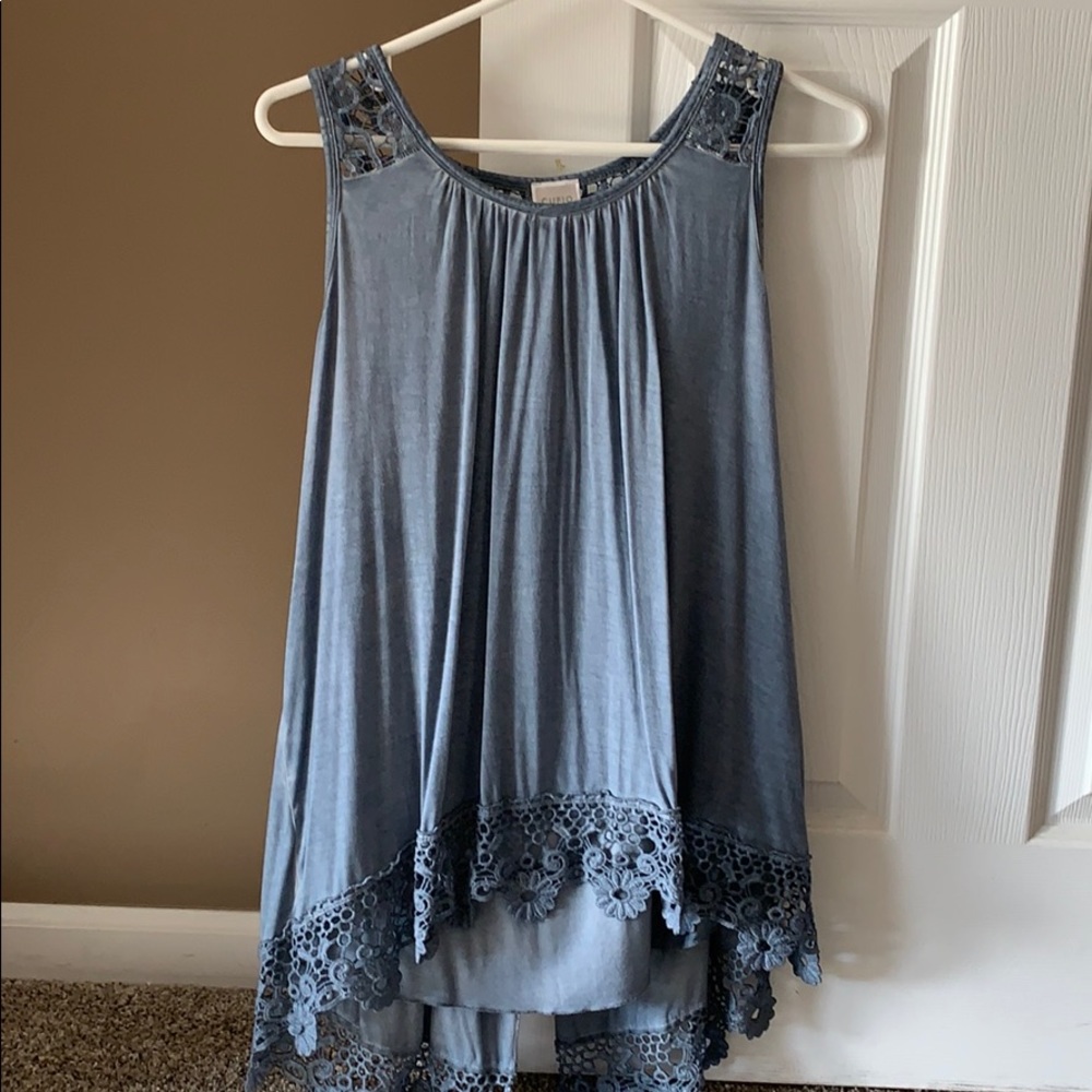 Worn 2 times blue tank top with lace